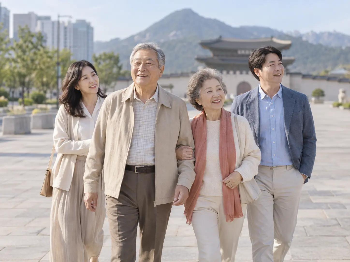 광화문광장 행사장에 함께 도착한 부모님과 자녀들